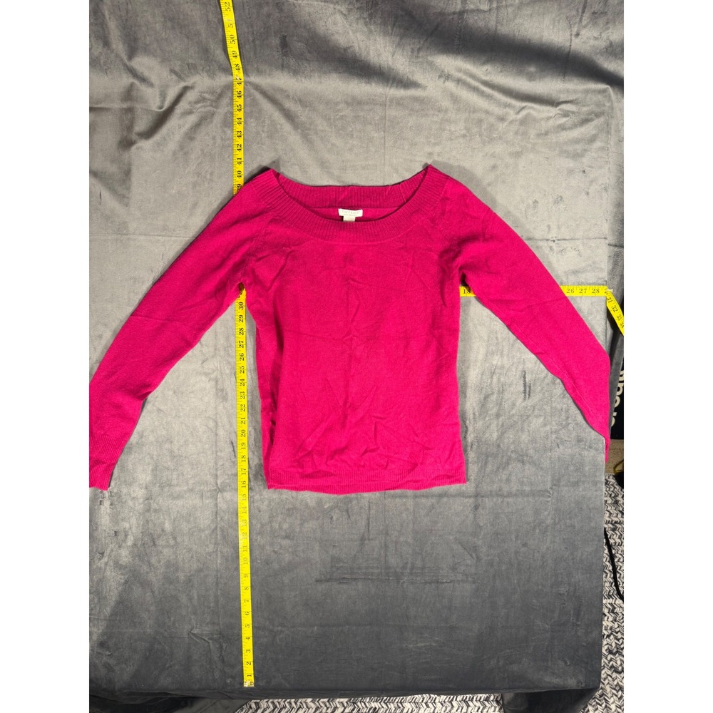 Tweeds 100% Cashmere Women's Sweater Hot Pink Medium Scoop Neck Glam Long Sleeve
